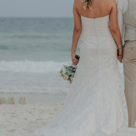Maggie Sottero Strapless Lace Wedding Dress - Picture 4 of 7